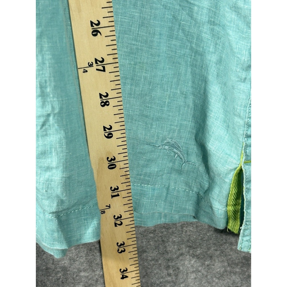 Tommy Bahama Men's 100% Linen Button Front Shirt Aqua Blue XXL Island Casual - Picture 5 of 7
